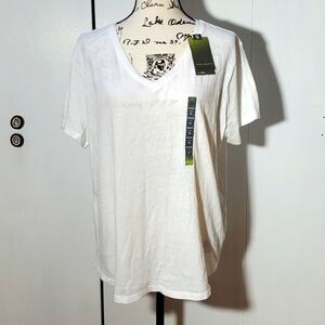 Tek Gear- Womens White Vneck Short-sleeved Shirt Sz.XL